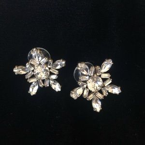 Clear Crystal Snowflake / Flower Pierced Earrings